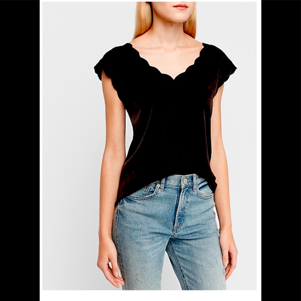 Express Satin Scalloped Blouse